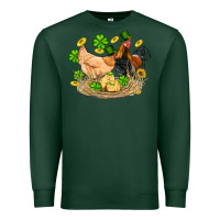 Sports Green st patricks day farm chicken rooster chick  shamrock gold Premium Sweatshirt - Artiststas