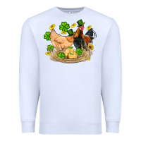 White st patricks day farm chicken rooster chick  shamrock gold Premium Sweatshirt - Artiststas