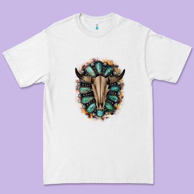 Western Gemstone Bull Skull Premium Tee Designed By Bettercallsaul