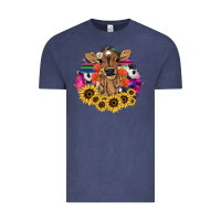 Vintage Denim Baby Cow flower Vintage Tee - HowdyJamesFarm