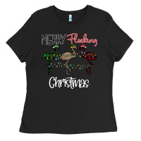 Black Merry Flocking Christmas Ladies Tee - Bettercallsaul