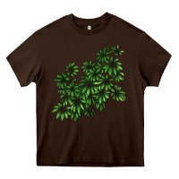 Chocolate Brown Botanical Schefflera Illustrations Heavy Core Tee - LillyAllenDesigns
