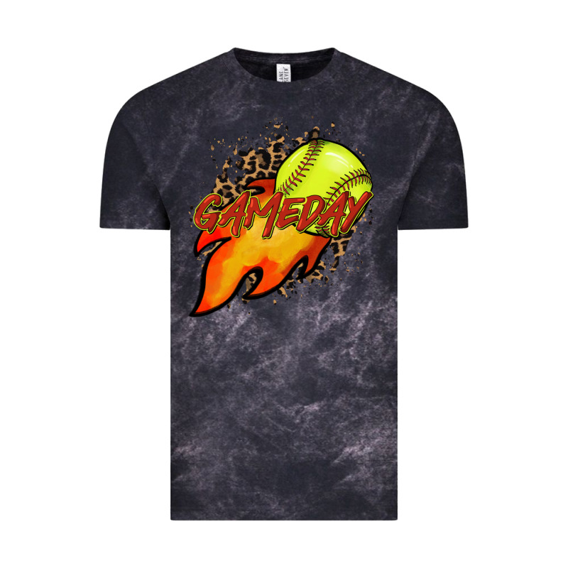 Softball Game Day Leopard Fire And Ball Vintage Tee by HowdyJamesFarm | Teevron