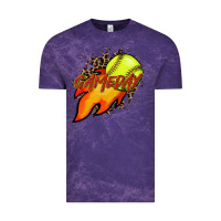 Cloud Purple Softball game day leopard fire and ball Vintage Tee - HowdyJamesFarm