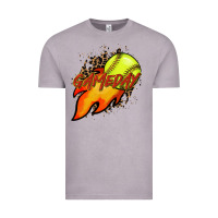 Vintage Zinc Softball game day leopard fire and ball Vintage Tee - HowdyJamesFarm