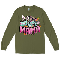 Army Green One hoppy mama Easter Day Long Sleeve Tee - CowGirlArtShop