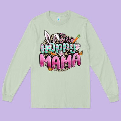 One Hoppy Mama Easter Day Long Sleeve Tee Designed By Cowgirlartshop