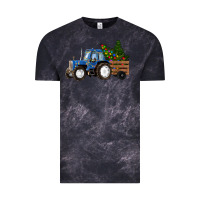 Cloud Black Blue Christmas Tractor Vintage Tee - RanaPortraitStore