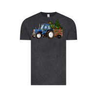 Vintage Black Blue Christmas Tractor Vintage Tee - RanaPortraitStore