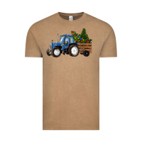 Vintage Coffee Blue Christmas Tractor Vintage Tee - RanaPortraitStore