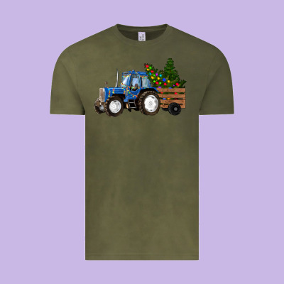 Blue Christmas Tractor Vintage Tee Designed By Ranaportraitstore