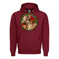 Burgundy Spanish Goat Christmas Zipper Hoodie - LillyAllenDesigns