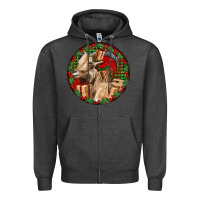 Charcoal Heather Spanish Goat Christmas Zipper Hoodie - LillyAllenDesigns