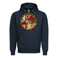 Navy Spanish Goat Christmas Zipper Hoodie - LillyAllenDesigns