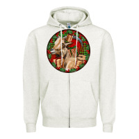 Oatmeal Heather Spanish Goat Christmas Zipper Hoodie - LillyAllenDesigns