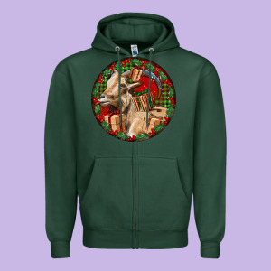 Spanish Goat Christmas Zipper Hoodie Designed By Lillyallendesigns