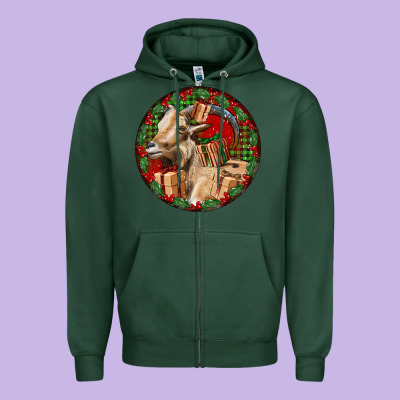 Spanish Goat Christmas Zipper Hoodie Designed By Lillyallendesigns