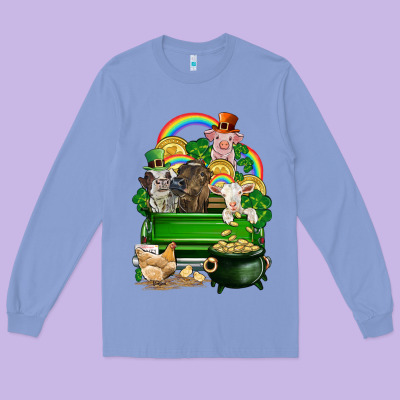 St. Patrick's Day Animal Truck Long Sleeve Tee Designed By Cowgirlartshop