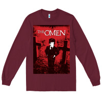 Burgundy The Omen Horror Movie Long Sleeve Tee - minhPixels