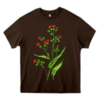 Chocolate Brown Tassel Flower Illustrations Heavy Core Tee - LillyAllenDesigns