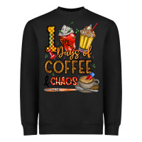 Black 100. Days Of Coffee  Chaos Heavyweight Sweatshirt - CowhideDigitalArt