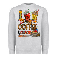 Heather Grey 100. Days Of Coffee  Chaos Heavyweight Sweatshirt - CowhideDigitalArt