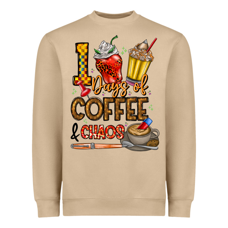 100. Days Of Coffee  Chaos Heavyweight Sweatshirt by CowhideDigitalArt | Teevron