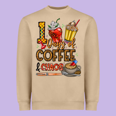 100. Days Of Coffee  Chaos Heavyweight Sweatshirt Designed By Cowhidedigitalart