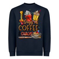 Navy 100. Days Of Coffee  Chaos Heavyweight Sweatshirt - CowhideDigitalArt