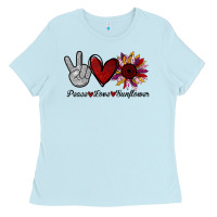 Baby Blue Peace Love Sunshine Sunflower Ladies Tee - Bettercallsaul