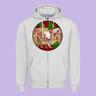 Nubian Goat Christmas Zipper Hoodie Designed By Lillyallendesigns