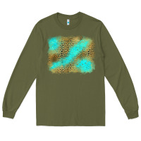Army Green Turquoise Leopard Background Long Sleeve Tee - Jasminsmagicworld
