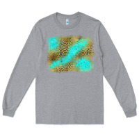 Heather Grey Turquoise Leopard Background Long Sleeve Tee - Jasminsmagicworld