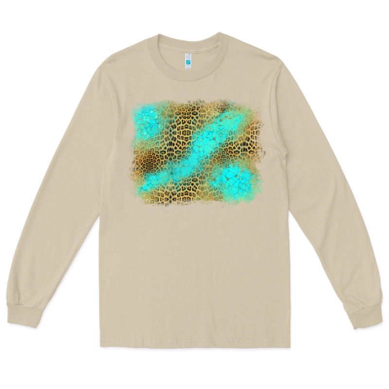 Turquoise Leopard Background Long Sleeve Tee by Jasminsmagicworld | Teevron