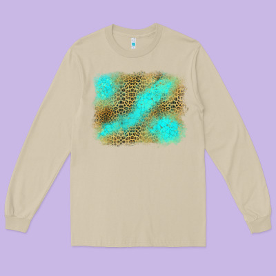 Turquoise Leopard Background Long Sleeve Tee Designed By Jasminsmagicworld