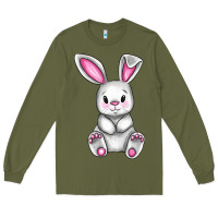 Army Green Cute bunny Easter Long Sleeve Tee - CowGirlArtShop