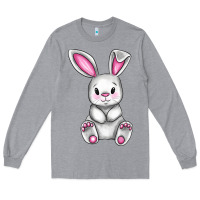 Heather Grey Cute bunny Easter Long Sleeve Tee - CowGirlArtShop