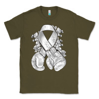 Army Green Lung Cancer white ribbon with boxing gloves Classic Tee - NancyCooperArtShop