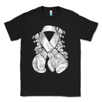 Black Lung Cancer white ribbon with boxing gloves Classic Tee - NancyCooperArtShop