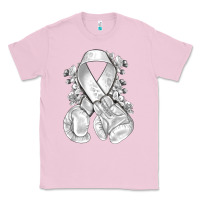Bubblegum Pink Lung Cancer white ribbon with boxing gloves Classic Tee - NancyCooperArtShop