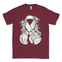 Burgundy Lung Cancer white ribbon with boxing gloves Classic Tee - NancyCooperArtShop