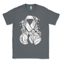 Charcoal Heather Lung Cancer white ribbon with boxing gloves Classic Tee - NancyCooperArtShop