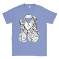 Colony Blue Lung Cancer white ribbon with boxing gloves Classic Tee - NancyCooperArtShop