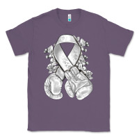 Lavender Lung Cancer white ribbon with boxing gloves Classic Tee - NancyCooperArtShop