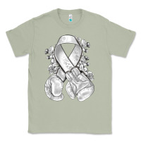 Matcha Lung Cancer white ribbon with boxing gloves Classic Tee - NancyCooperArtShop