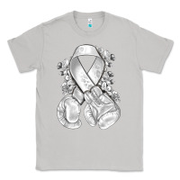 Moon Dust Lung Cancer white ribbon with boxing gloves Classic Tee - NancyCooperArtShop