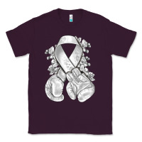 Plum Lung Cancer white ribbon with boxing gloves Classic Tee - NancyCooperArtShop