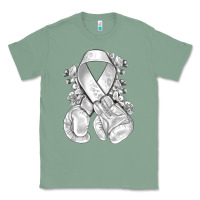 Sage Lung Cancer white ribbon with boxing gloves Classic Tee - NancyCooperArtShop