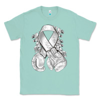 Seafoam Lung Cancer white ribbon with boxing gloves Classic Tee - NancyCooperArtShop