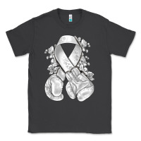 Smoke Lung Cancer white ribbon with boxing gloves Classic Tee - NancyCooperArtShop